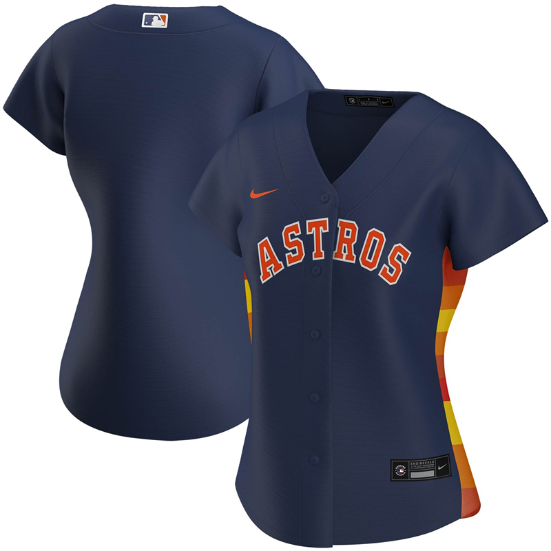 2020 MLB Women Houston Astros Nike Navy Alternate 2020 Replica Team Jersey 1->women mlb jersey->Women Jersey